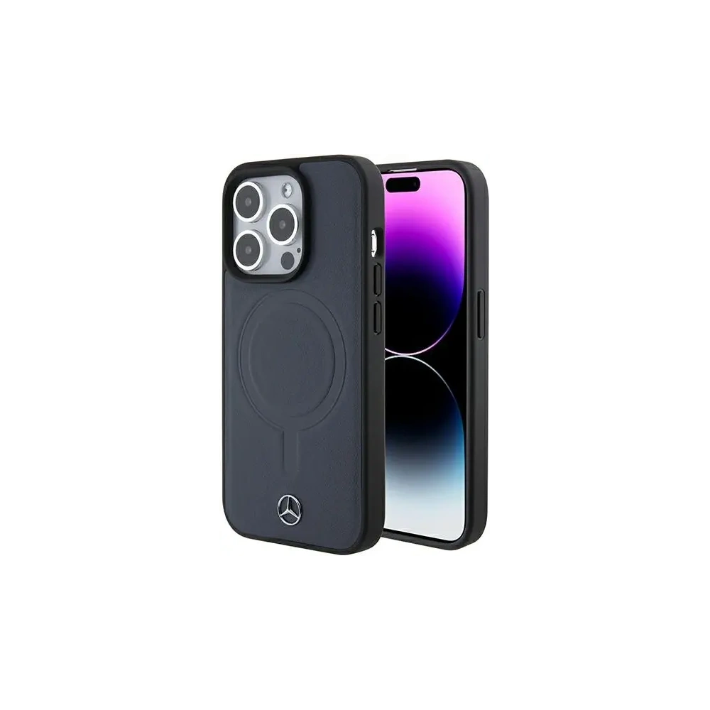 Etui Mercedes MEHMP15L23RCMV Apple iPhone 15 Pro hardcase Smooth Leather MagSafe granatowy/navy