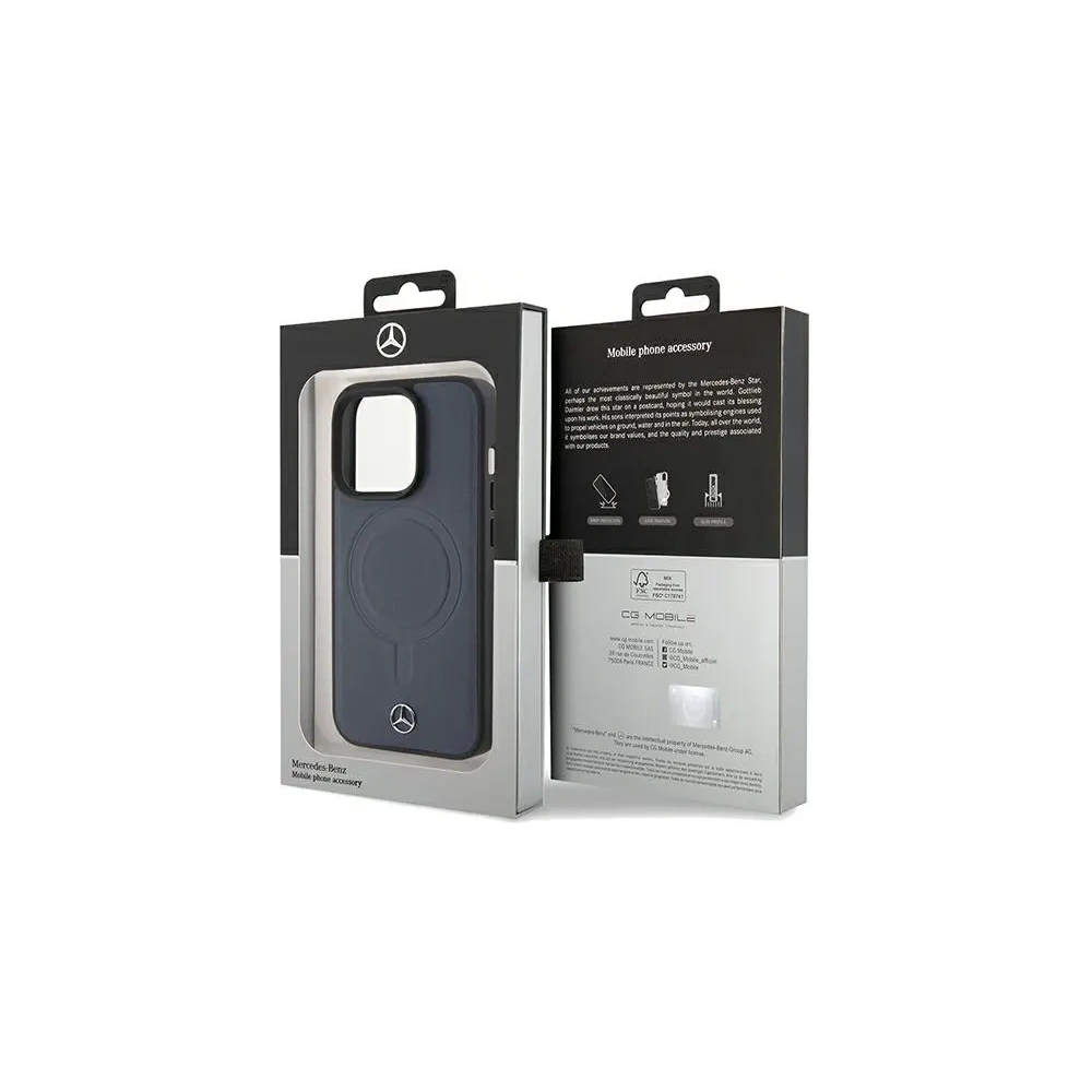 Etui Mercedes MEHMP15L23RCMV Apple iPhone 15 Pro hardcase Smooth Leather MagSafe granatowy/navy