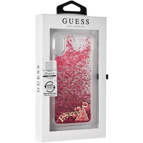 Kup Etui Guess GUHCPXGLUFLRA Apple iPhone X raspberry hard case Glitter Liquid - GUE320 - {ean13} - Sklep Home Screen