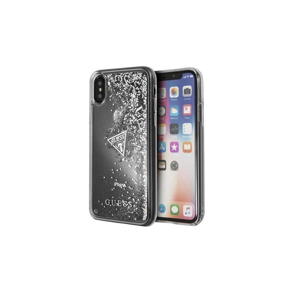 Etui Guess GUHCPXGLUFLSI Apple iPhone X/XS silver/srebrny hard case Glitter Liquid