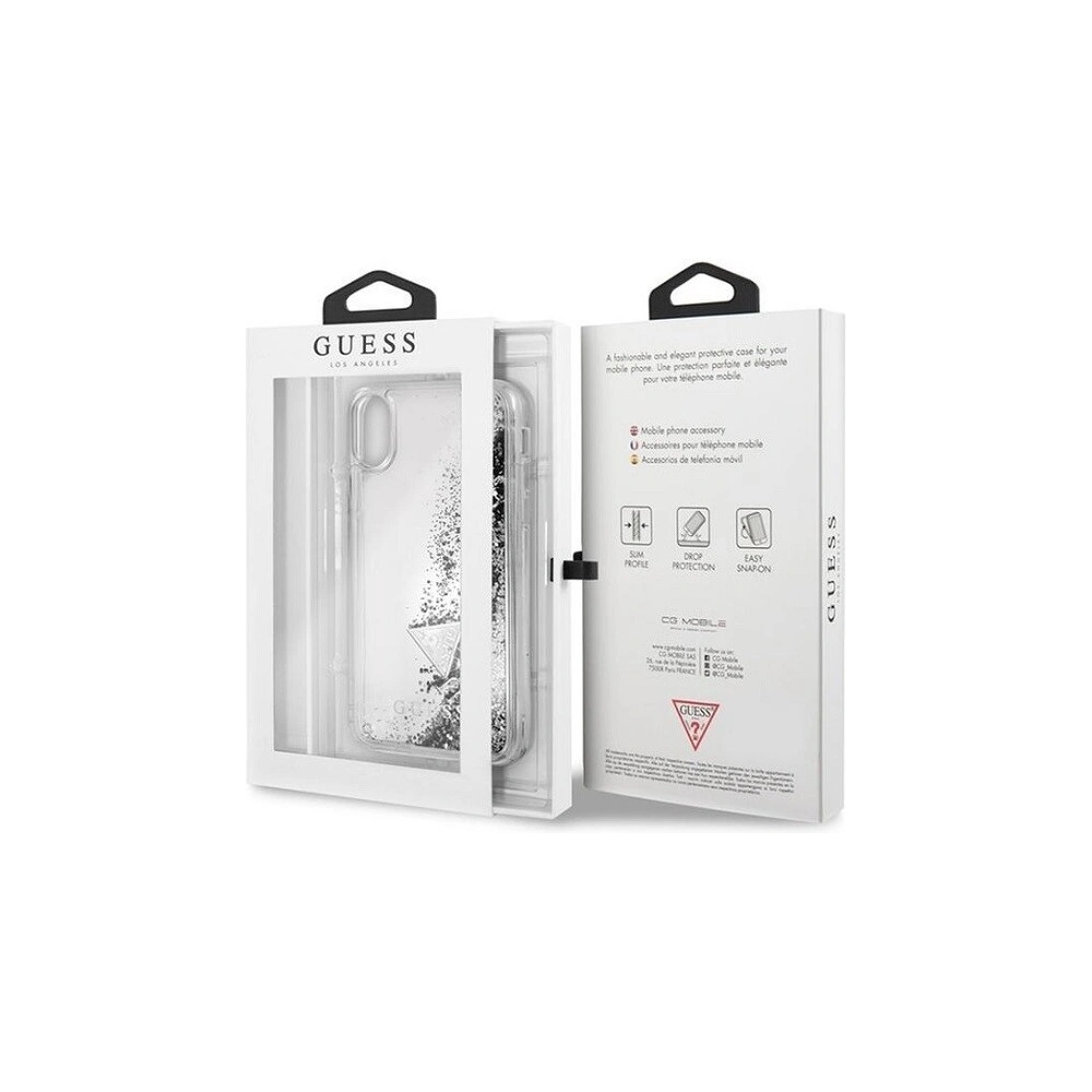 Etui Guess GUHCPXGLUFLSI Apple iPhone X/XS silver/srebrny hard case Glitter Liquid