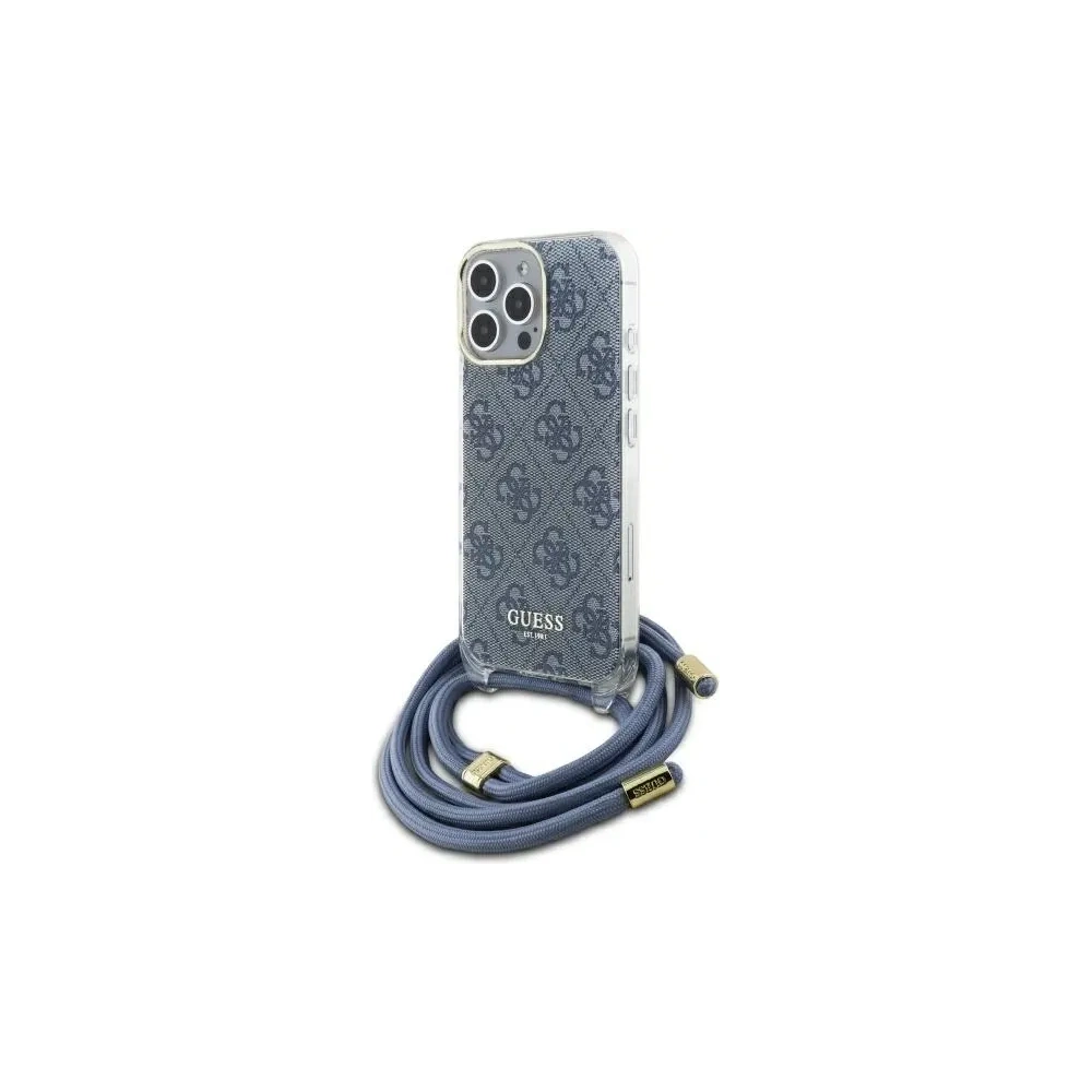 Etui Guess GUHCP16LHC4SEB Apple iPhone 16 Pro hardcase Crossbody Cord 4G Print niebieski/blue