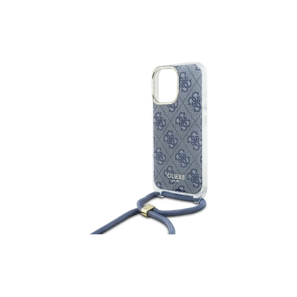 Etui Guess GUHCP16LHC4SEB Apple iPhone 16 Pro hardcase Crossbody Cord 4G Print niebieski/blue