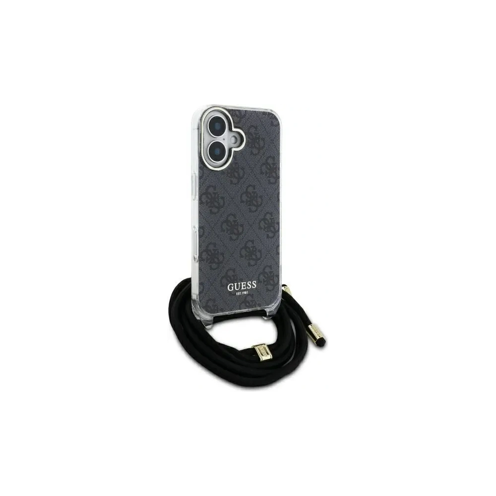 Etui Guess GUHCP16LHC4SEK Apple iPhone 16 Pro hardcase Crossbody Cord 4G Print czarny/black