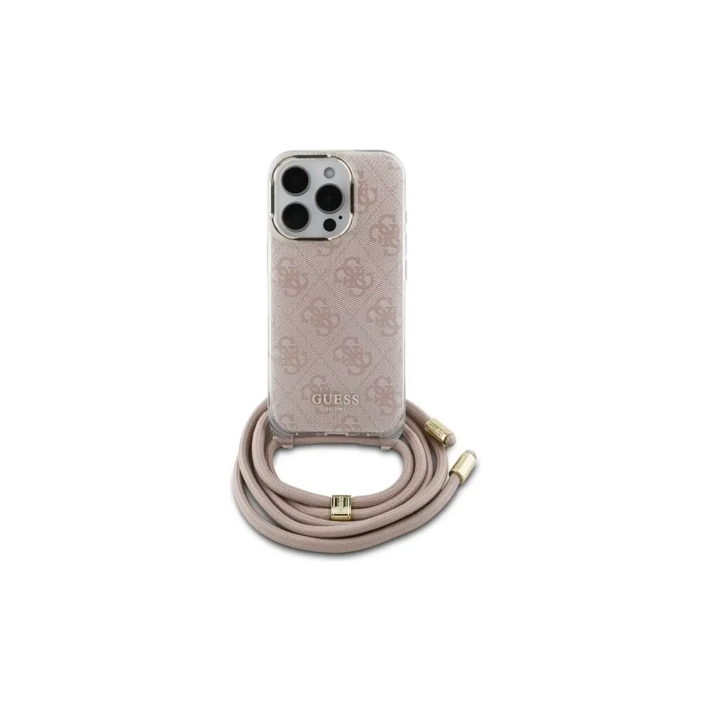Etui Guess GUHCP16LHC4SEP Apple iPhone 16 Pro hardcase Crossbody Cord 4G Print różowy/pink