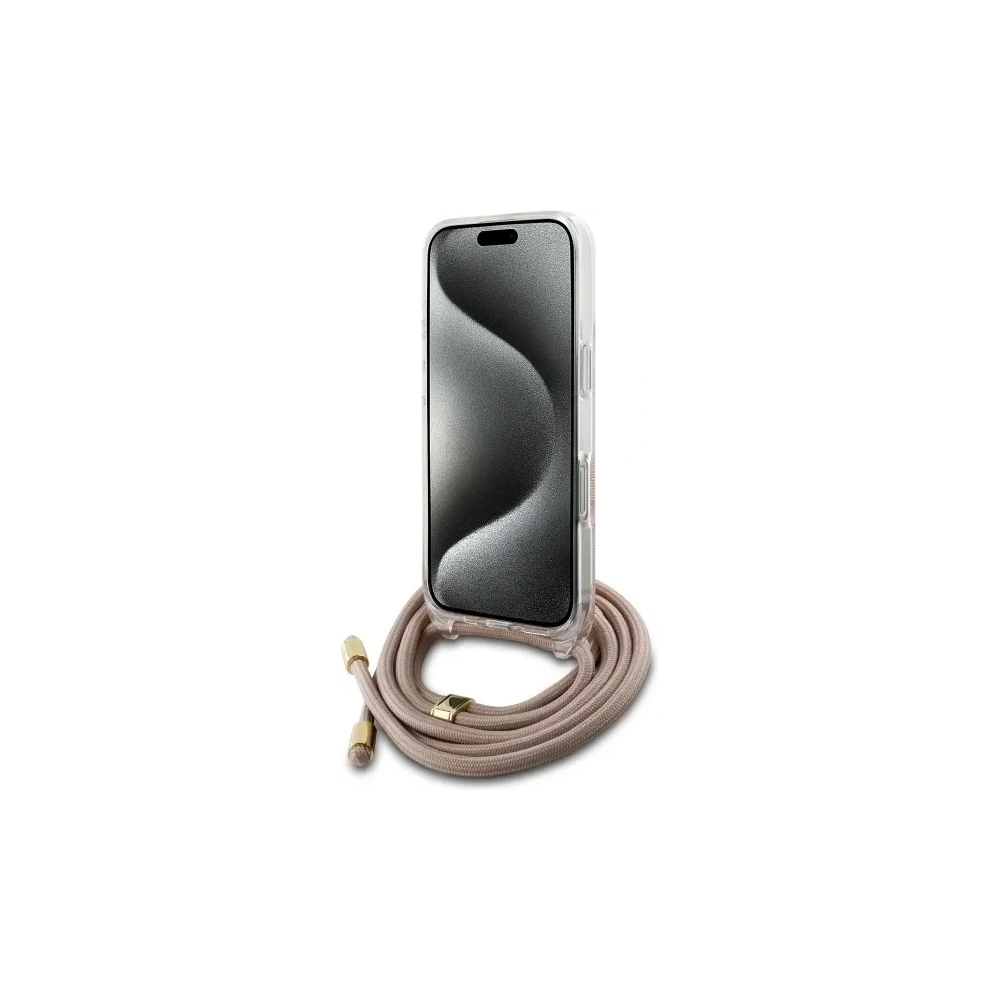 Etui Guess GUHCP16LHC4SEP Apple iPhone 16 Pro hardcase Crossbody Cord 4G Print różowy/pink