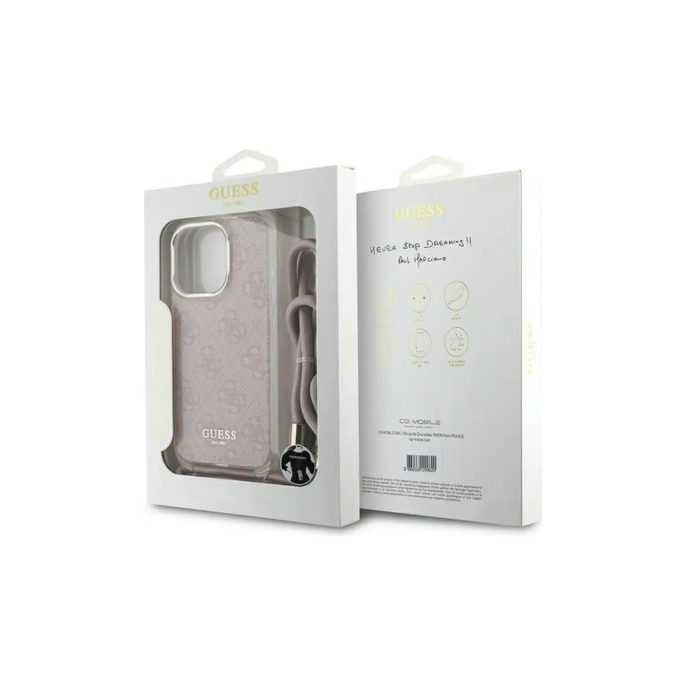 Etui Guess GUHCP16LHC4SEP Apple iPhone 16 Pro hardcase Crossbody Cord 4G Print różowy/pink