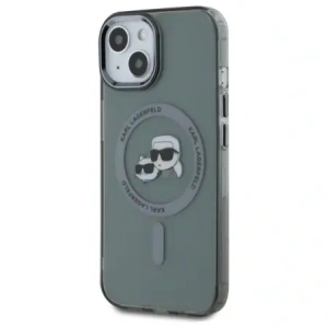 Buy Karl Lagerfeld KLHMP15SHLSKCK Apple iPhone 15 hardcase IML Metal Karl&Choupette Head MagSafe black - KLD21792 - {ean13} - Home Screen Store Europe