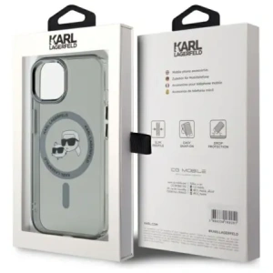 Buy Karl Lagerfeld KLHMP15SHLSKCK Apple iPhone 15 hardcase IML Metal Karl&Choupette Head MagSafe black - KLD21792 - {ean13} - Home Screen Store Europe