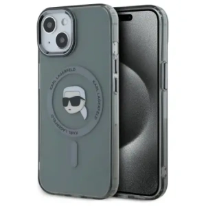 Buy Karl Lagerfeld KLHMP15SHLSKIK Apple iPhone 15 hardcase IML Metal Karl Head MagSafe black - KLD21793 - {ean13} - Home Screen Store Europe