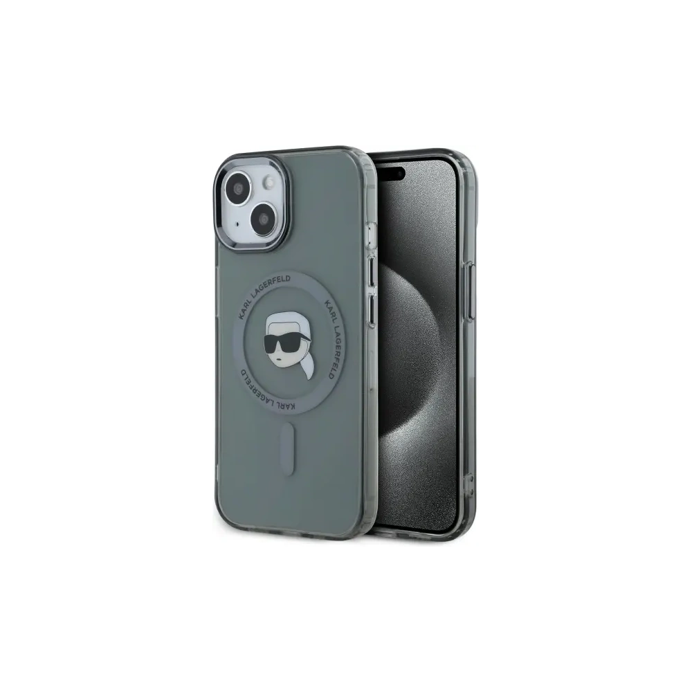 Etui Karl Lagerfeld KLHMP15SHLSKIK Apple iPhone 15 hardcase IML Metal Karl Head MagSafe czarny/black