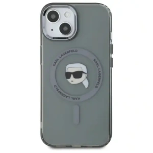 Buy Karl Lagerfeld KLHMP15SHLSKIK Apple iPhone 15 hardcase IML Metal Karl Head MagSafe black - KLD21793 - {ean13} - Home Screen Store Europe