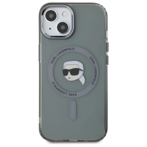 Buy Karl Lagerfeld KLHMP15SHLSKIK Apple iPhone 15 hardcase IML Metal Karl Head MagSafe black - KLD21793 - {ean13} - Home Screen Store Europe