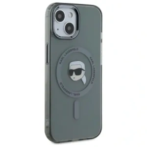 Buy Karl Lagerfeld KLHMP15SHLSKIK Apple iPhone 15 hardcase IML Metal Karl Head MagSafe black - KLD21793 - {ean13} - Home Screen Store Europe