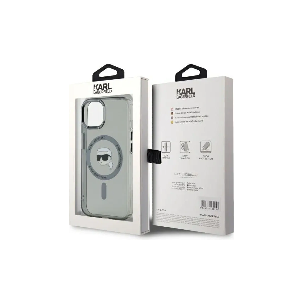 Etui Karl Lagerfeld KLHMP15SHLSKIK Apple iPhone 15 hardcase IML Metal Karl Head MagSafe czarny/black