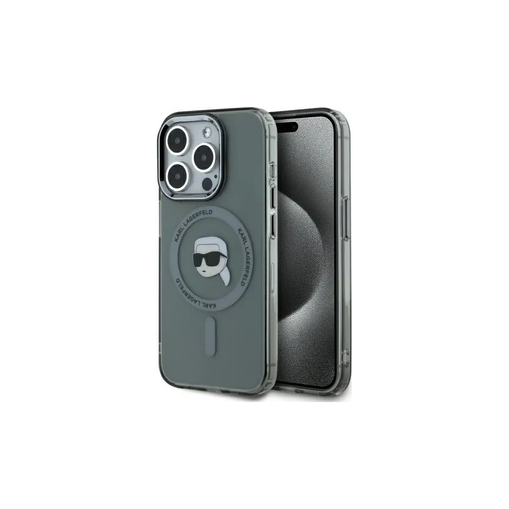 Etui Karl Lagerfeld KLHMP15XHLSKIK Apple iPhone 15 Pro Max hardcase IML Metal Karl Head MagSafe czarny/black