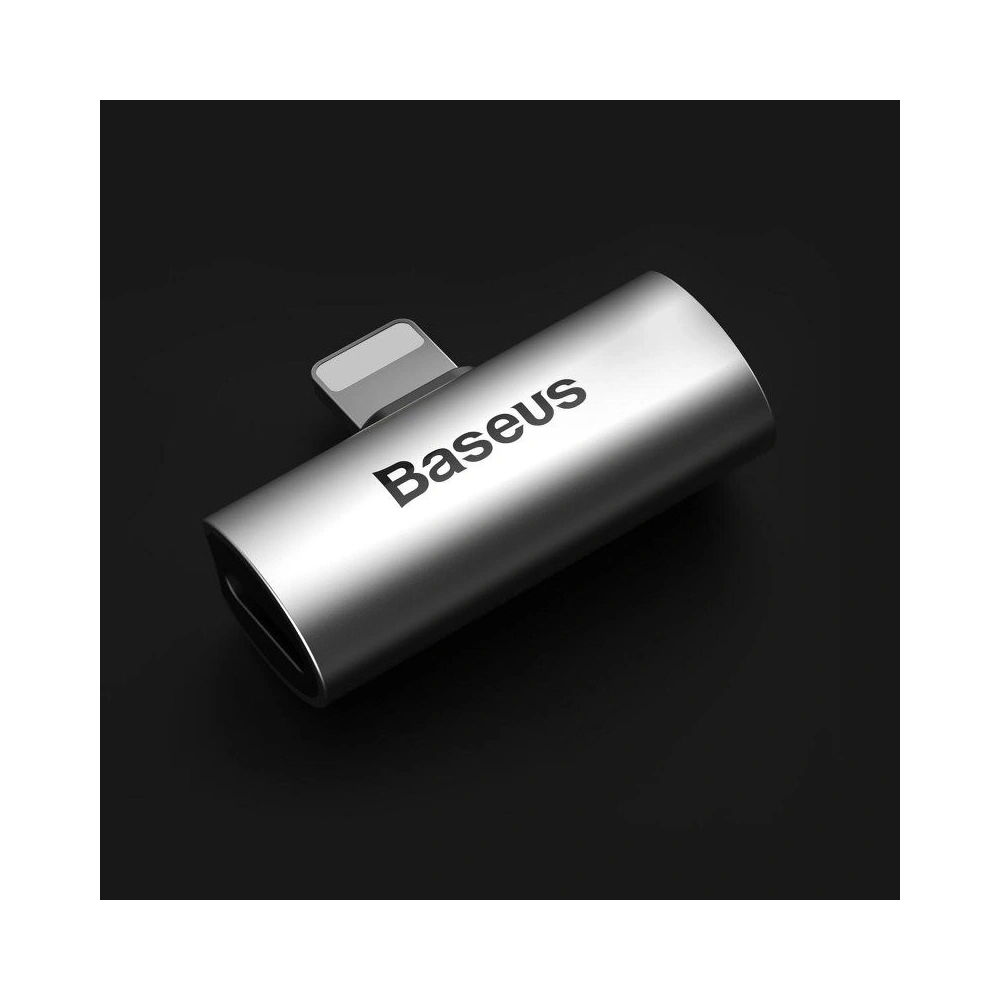 [OUTLET] Adapter Audio Baseus L46 Lightning do 2x Lightning (srebrno-czarny)