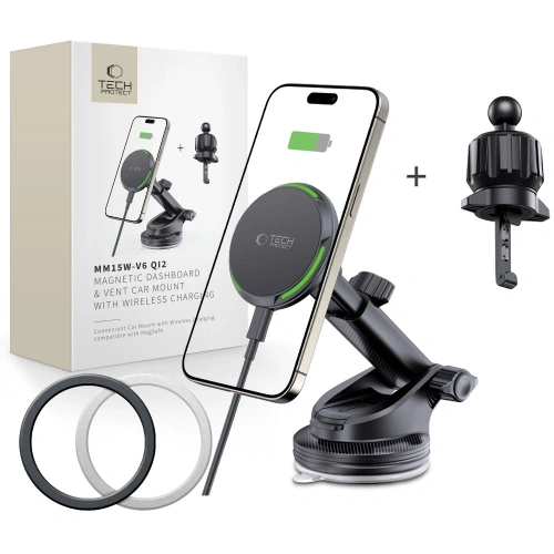 Kup Tech-Protect MM15W-V6 Qi2 Magnetic Magsafe Dashboard- und Lüftungs-Autohalterung Wireless Charger 15W Schwarz - THP3451 - {ean13} - Sklep Home Screen