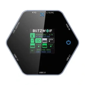 Kup Dokovací stanice 8v1 Blitzwolf BW-TH16 USB 100W LCD Smart Display USB-C 3.1, 2xUSB-A 3.1, USB-C PD 100W, HDMI 4K60hz, TF/SD 3.0, HD 4K@60hz - BLZ628 - {ean13} - Sklep Home Screen
