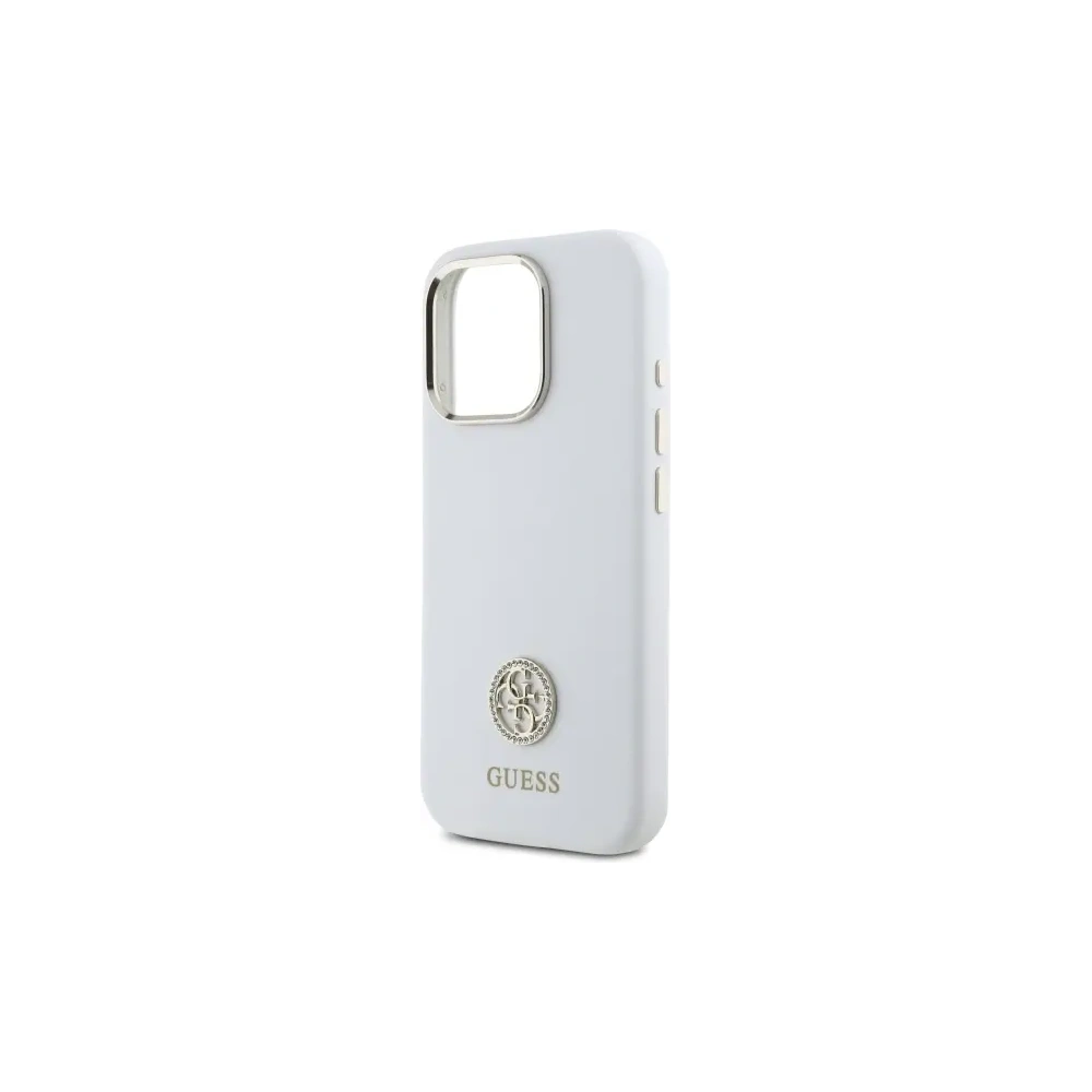 Etui Guess GUHCP16LM4DGPH Apple iPhone 16 Pro hardcase Silicone Logo Strass 4G biały/white