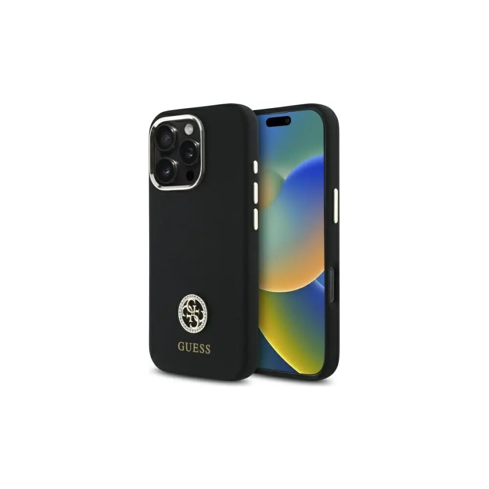 Etui Guess GUHCP16LM4DGPK Apple iPhone 16 Pro hardcase Silicone Logo Strass 4G czarny/black