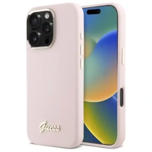 Buy Guess GUHCP16LSMBSLP Apple iPhone 16 Pro hardcase Silicone Script Metal Logo & Frame pink - GUE4099 - {ean13} - Home Screen Store Europe