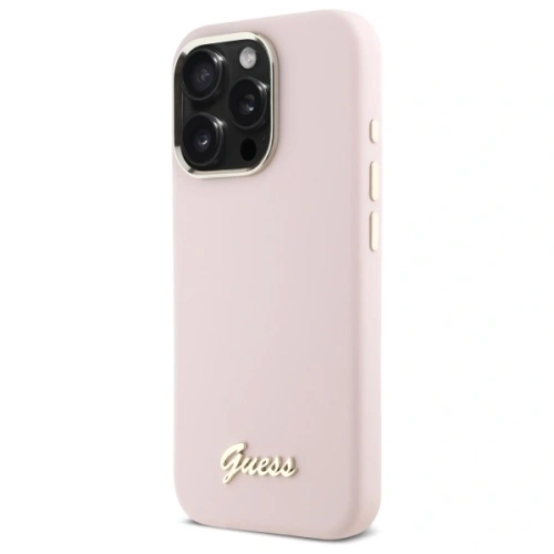 Buy Guess GUHCP16LSMBSLP Apple iPhone 16 Pro hardcase Silicone Script Metal Logo & Frame pink - GUE4099 - {ean13} - Home Screen Store Europe