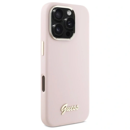 Kup Guess GUHCP16LSMBSLP Apple iPhone 16 Pro husă din silicon cu script metalic logo și cadru roz - GUE4099 - {ean13} - Sklep Home Screen