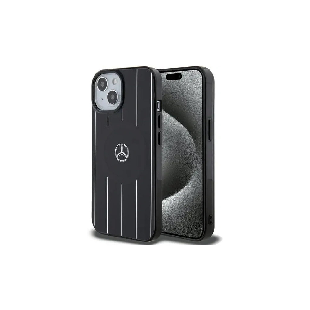 Etui Mercedes MEHMP15S23HRSK Apple iPhone 15 / 14 / 13 hardcase Double Layer Crossed Lines MagSafe czarny/black
