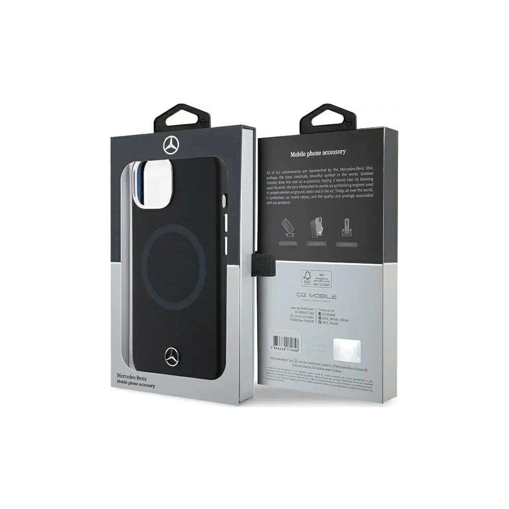 Etui Mercedes MEHMP15S23SCMK Apple iPhone 15 / 14 / 13 hardcase Silicone Bicolor MagSafe czarny/black