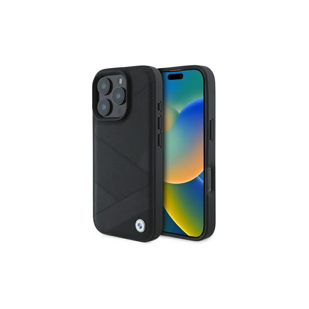 Etui BMW BMHCP16X23RCGPK Apple iPhone 16 Pro Max hardcase Sign Leather Crossing Lines Pattern czarny/black