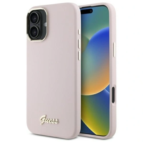 Buy Guess GUHCP16MSMBSLP Apple iPhone 16 Plus hardcase Silicone Script Metal Logo & Frame pink - GUE4101 - {ean13} - Home Screen Store Europe