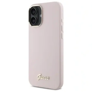Kup Guess GUHCP16MSMBSLP Apple iPhone 16 Plus carcasă din silicon cu script metalic și ramă roz - GUE4101 - {ean13} - Sklep Home Screen
