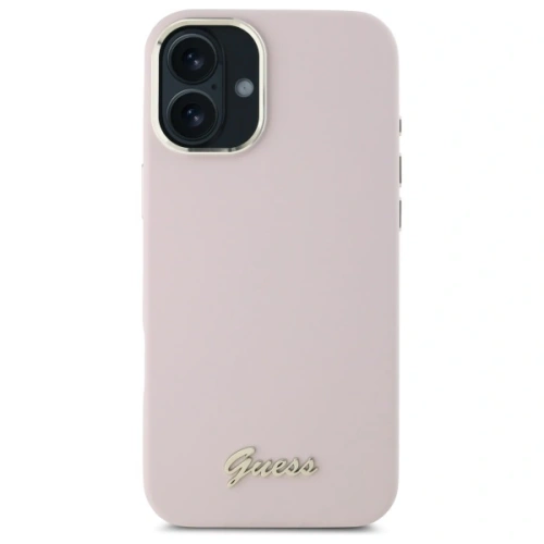 Buy Guess GUHCP16MSMBSLP Apple iPhone 16 Plus hardcase Silicone Script Metal Logo & Frame pink - GUE4101 - {ean13} - Home Screen Store Europe