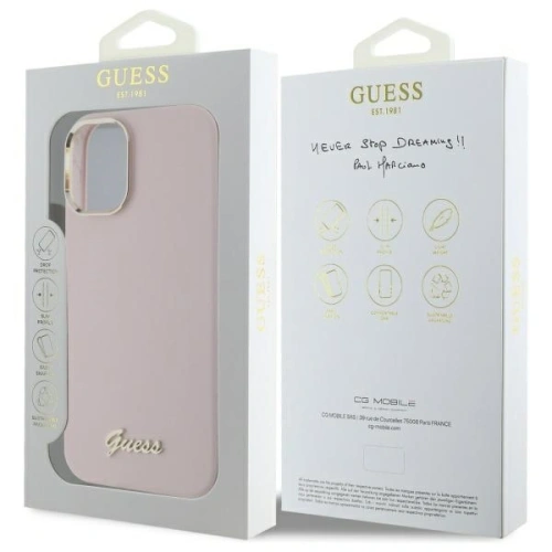 Buy Guess GUHCP16MSMBSLP Apple iPhone 16 Plus hardcase Silicone Script Metal Logo & Frame pink - GUE4101 - {ean13} - Home Screen Store Europe