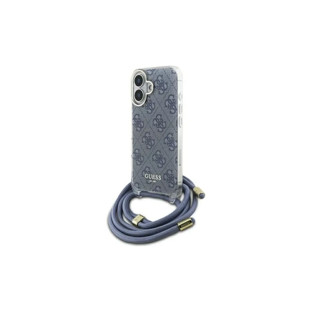 Etui Guess GUHCP16SHC4SEB Apple iPhone 16 hardcase Crossbody Cord 4G Print niebieski/blue