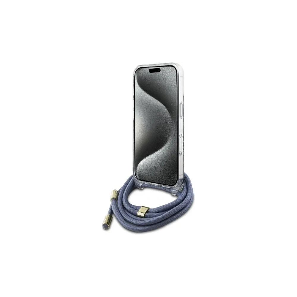 Etui Guess GUHCP16SHC4SEB Apple iPhone 16 hardcase Crossbody Cord 4G Print niebieski/blue