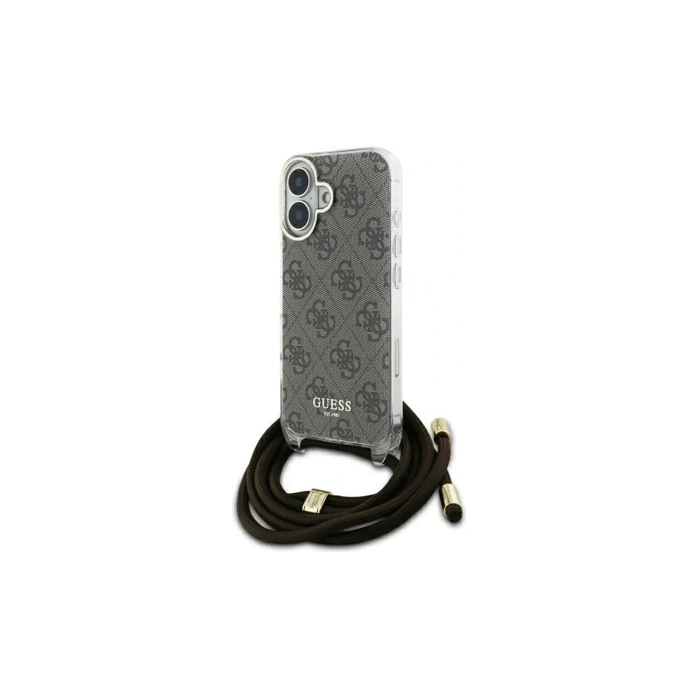Etui Guess GUHCP16SHC4SEW Apple iPhone 16 hardcase Crossbody Cord 4G Print brązowy/brown