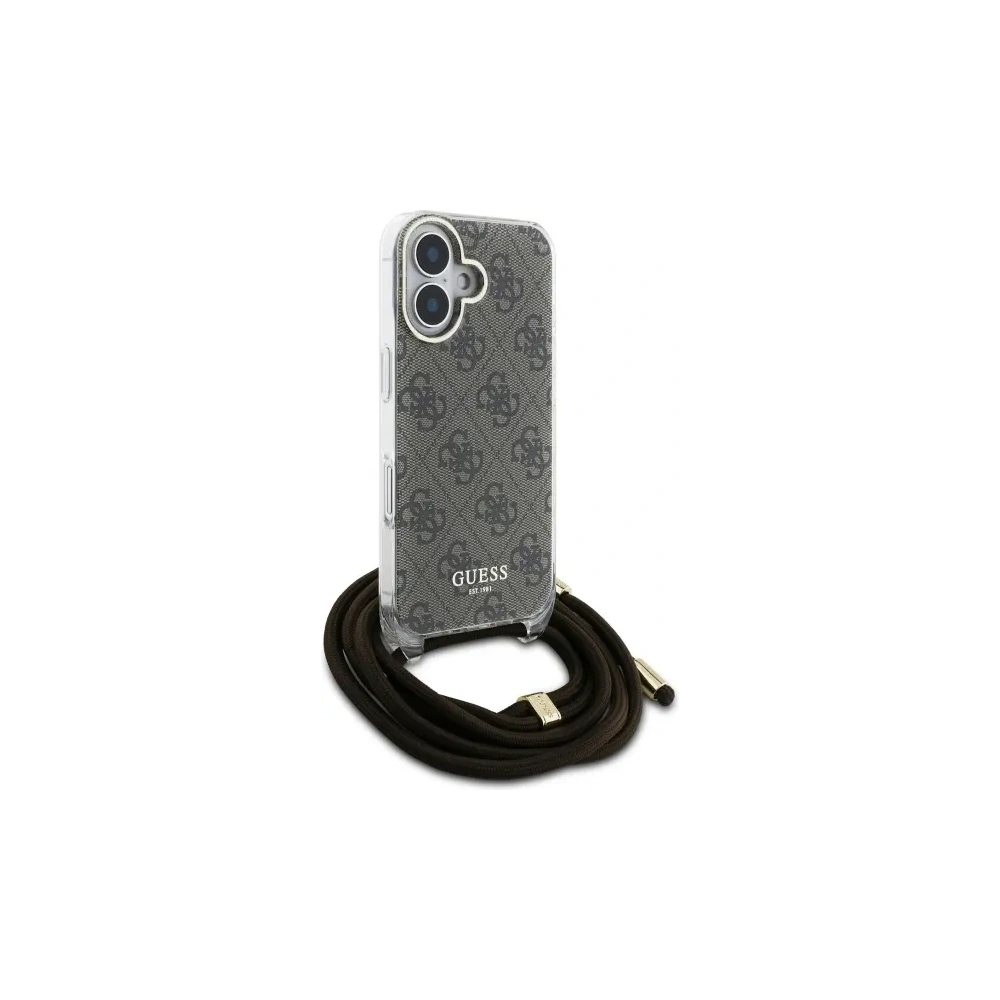 Etui Guess GUHCP16SHC4SEW Apple iPhone 16 hardcase Crossbody Cord 4G Print brązowy/brown