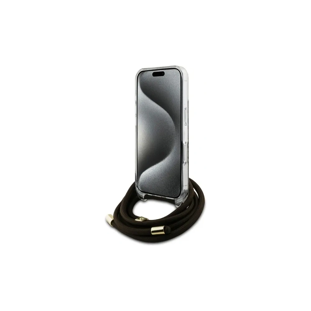 Etui Guess GUHCP16SHC4SEW Apple iPhone 16 hardcase Crossbody Cord 4G Print brązowy/brown