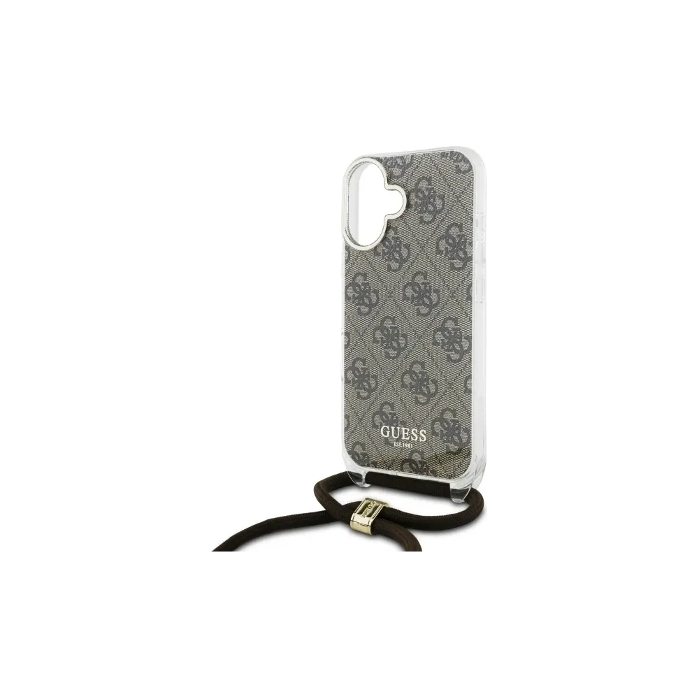 Etui Guess GUHCP16SHC4SEW Apple iPhone 16 hardcase Crossbody Cord 4G Print brązowy/brown