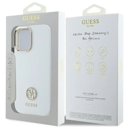 Buy Guess GUHCP16SM4DGPH Apple iPhone 16 hardcase Silicone Logo Strass 4G white - GUE4104 - {ean13} - Home Screen Store Europe