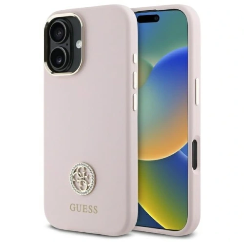 Buy Guess GUHCP16SM4DGPP Apple iPhone 16 hardcase Silicone Logo Strass 4G pink - GUE4105 - {ean13} - Home Screen Store Europe
