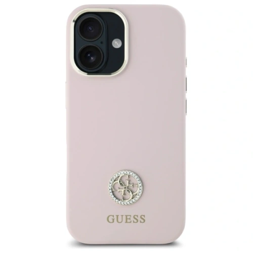 Buy Guess GUHCP16SM4DGPP Apple iPhone 16 hardcase Silicone Logo Strass 4G pink - GUE4105 - {ean13} - Home Screen Store Europe