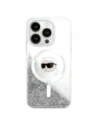 Karl Lagerfeld KLHMP16LLGKISGH Apple iPhone 16 Pro hardcase Liquid Glitter Karl Head Magsafe transparent