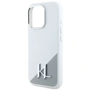 Buy Karl Lagerfeld KLHMP16LSCMKMPCH Apple iPhone 16 Pro hardcase Silicone Initial Metal Logo MagSafe white - KLD21801 - {ean13} - Home Screen Store Europe