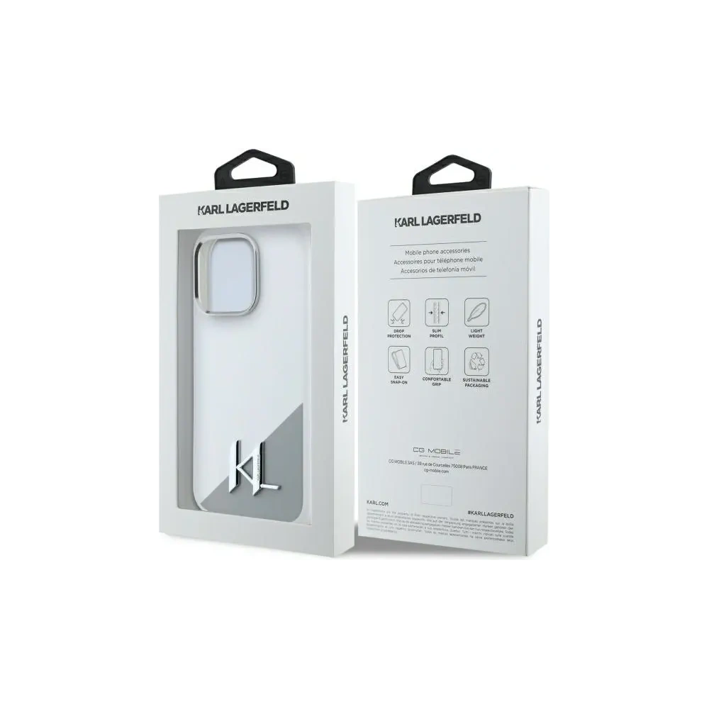 Etui Karl Lagerfeld KLHMP16LSCMKMPCH Apple iPhone 16 Pro hardcase Silicone Initial Metal Logo MagSafe biały/white