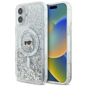 Buy Karl Lagerfeld KLHMP16MLGKISGH Apple iPhone 16 Plus hardcase Liquid Glitter Karl Head Magsafe transparent - KLD21803 - {ean13} - Home Screen Store Europe