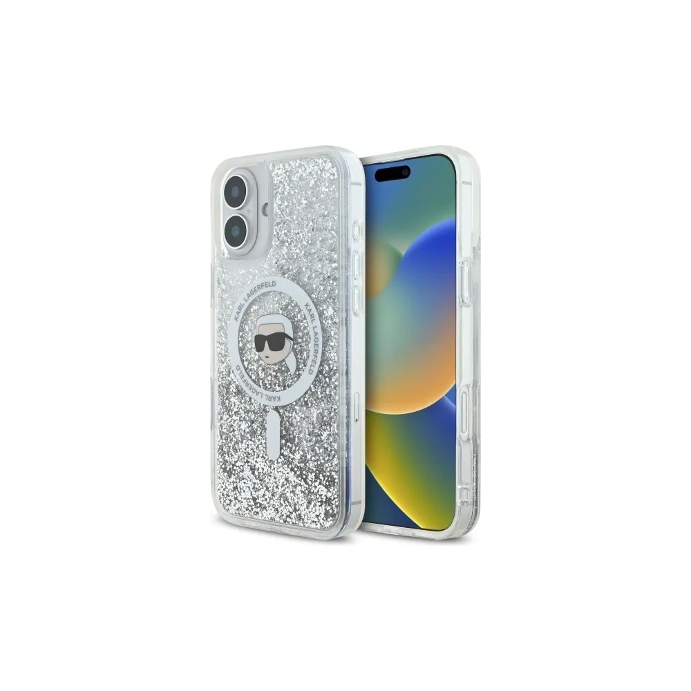 Etui Karl Lagerfeld KLHMP16MLGKISGH Apple iPhone 16 Plus hardcase Liquid Glitter Karl Head Magsafe transparent