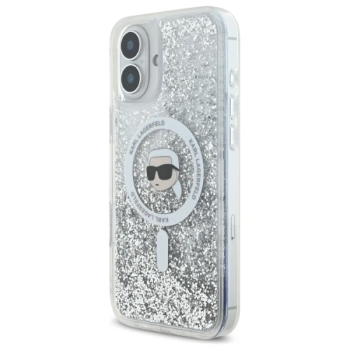 Buy Karl Lagerfeld KLHMP16MLGKISGH Apple iPhone 16 Plus hardcase Liquid Glitter Karl Head Magsafe transparent - KLD21803 - {ean13} - Home Screen Store Europe